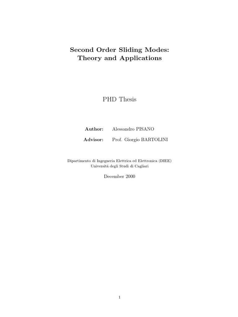 Second Order Sliding Mode Control | PDF | Control Theory | Dynamical System
