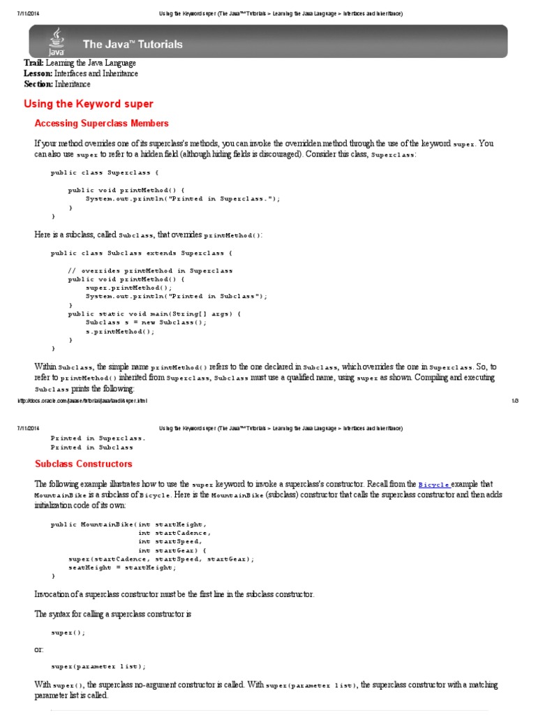 Using The Keyword Super in Java | PDF | Inheritance (Object Oriented ...