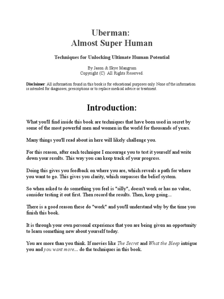 Uberman: Almost Super Human: Techniques For Unlocking Ultimate Human ...