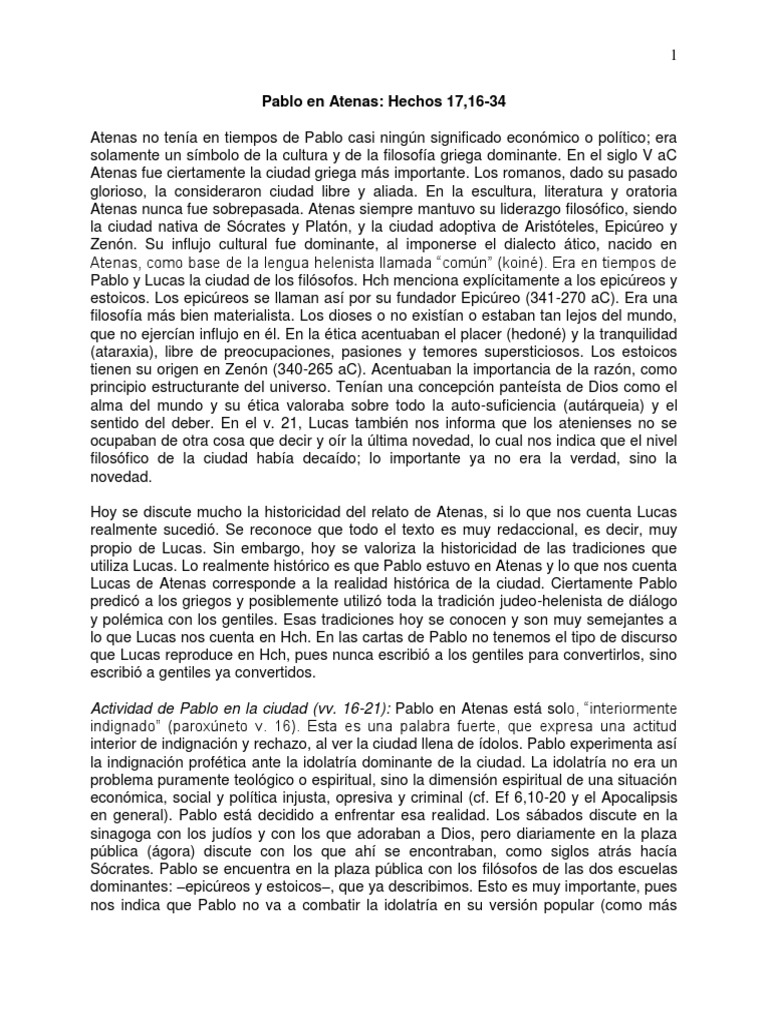 Pablo en Atenas | PDF | Pablo el apóstol | La resurrección de Jesús