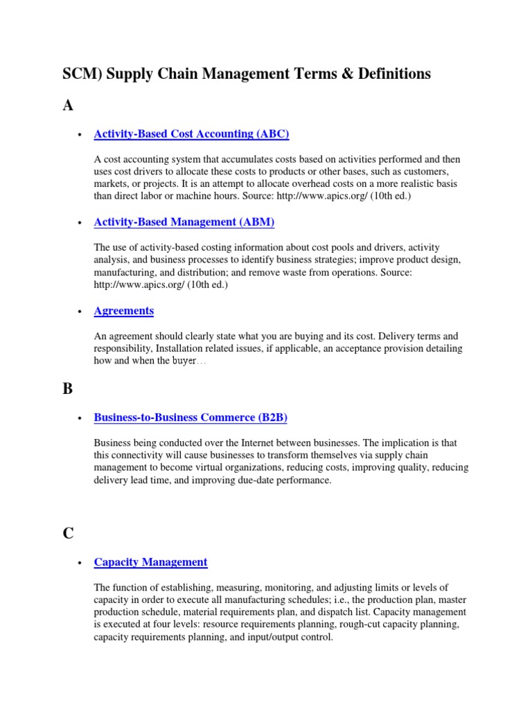 SCM Terms for Professionals | PDF