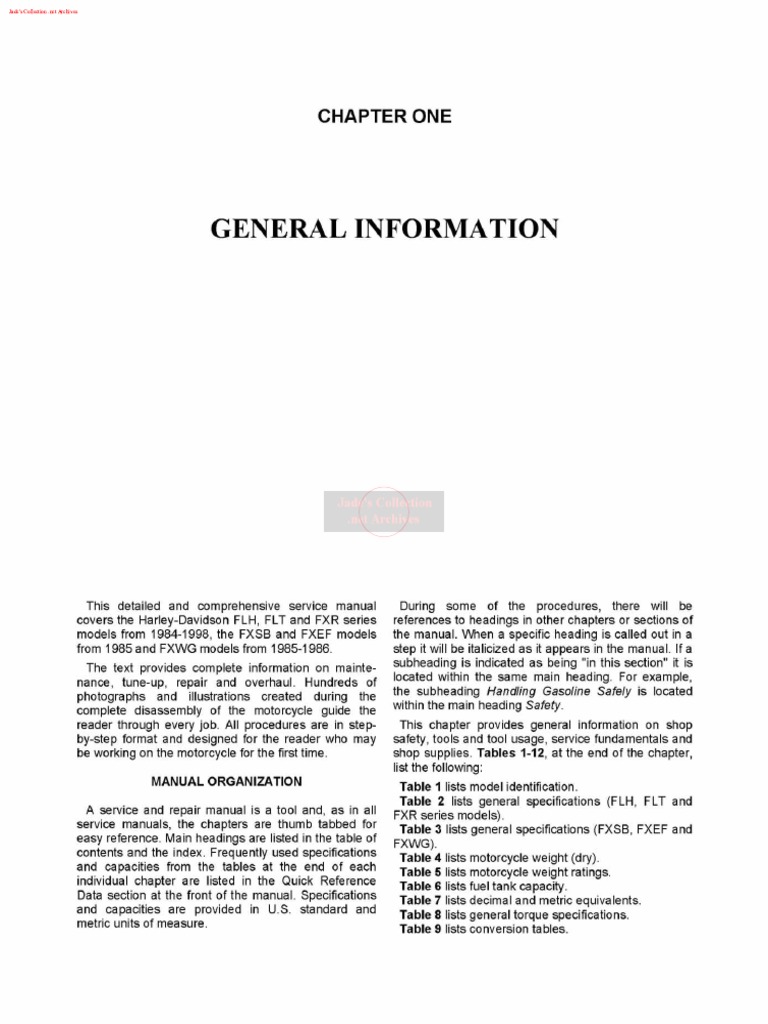 Harley-Davidson FL/FXサービスマニュアル 1978-80 FL - FLH - FX - Fxe - Fxef - Fxs Service Manual | PDF