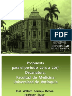 Propuesta del profesor William Cornejo para la Decanatura 2014-2014 de Medicina UdeA