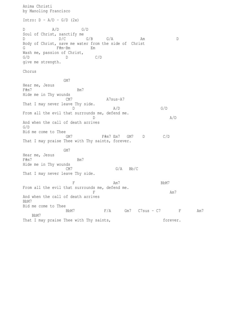 Anima Christi - Lyrics and Chords