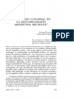 El Periodo Colonial en La Historiografía Argentina Reciente