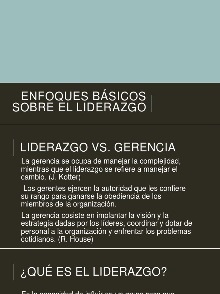 Enfoques Clave del Liderazgo y Gerencia | PDF | Liderazgo | Ciencias ...