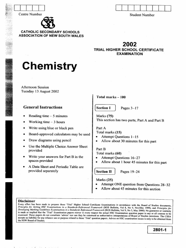 2002 CSSA Chemistry QUestions Past Trial | PDF | Foreign Language Studies