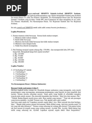 Soal Sbmptn Ipc