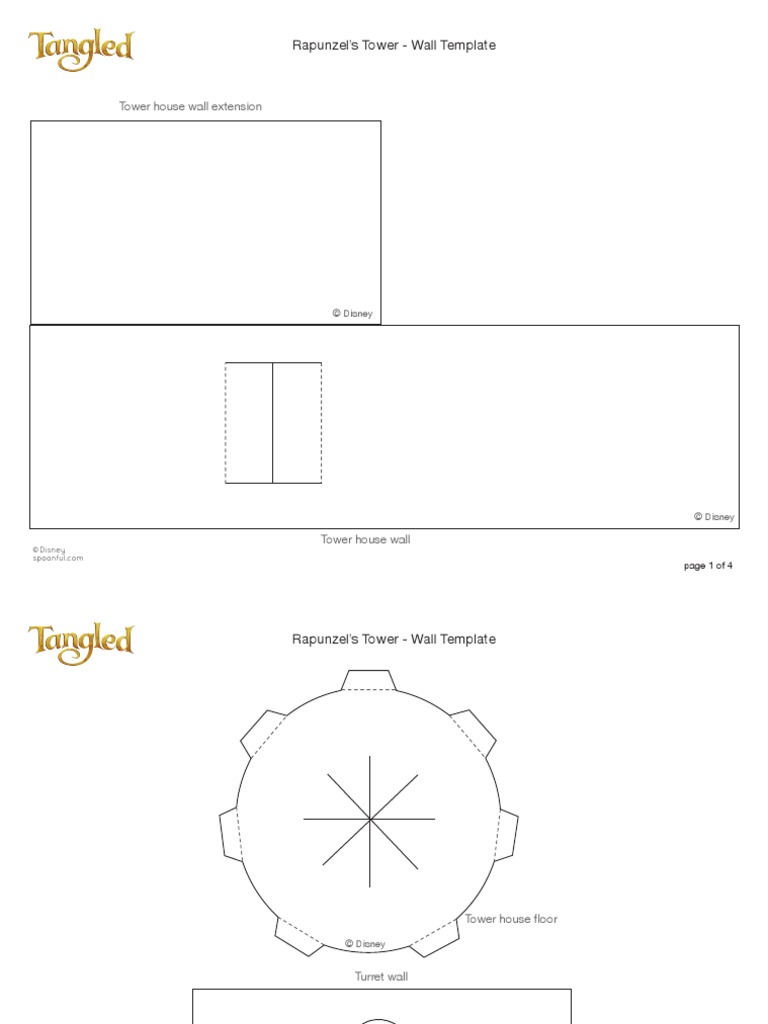 Tangled Rapunzel Tower Craft Template 1010 | PDF | Rapunzel