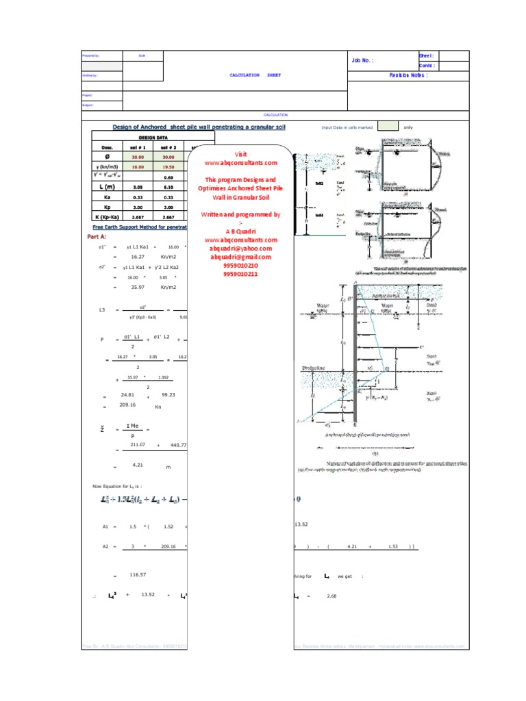 Anchored Sheet Pile Wall Design | PDF | Deep Foundation | Architectural ...