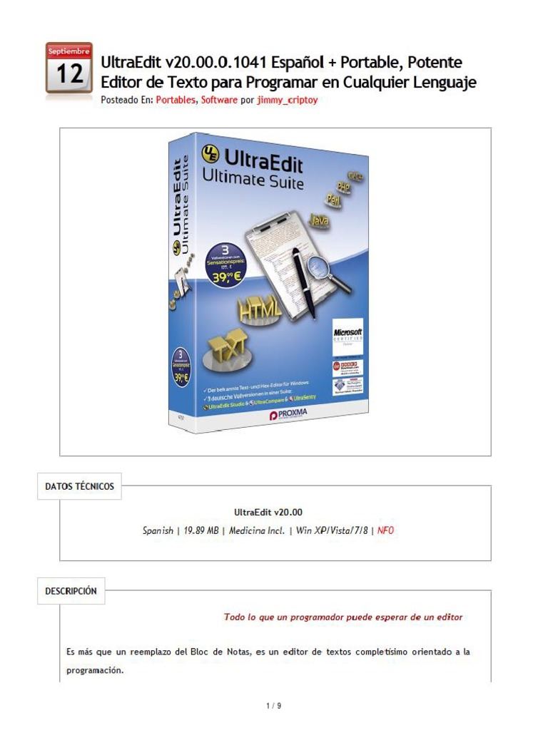 UltraEdit: Editor Portable y Descargas | PDF | Ciencia y matemáticas ...