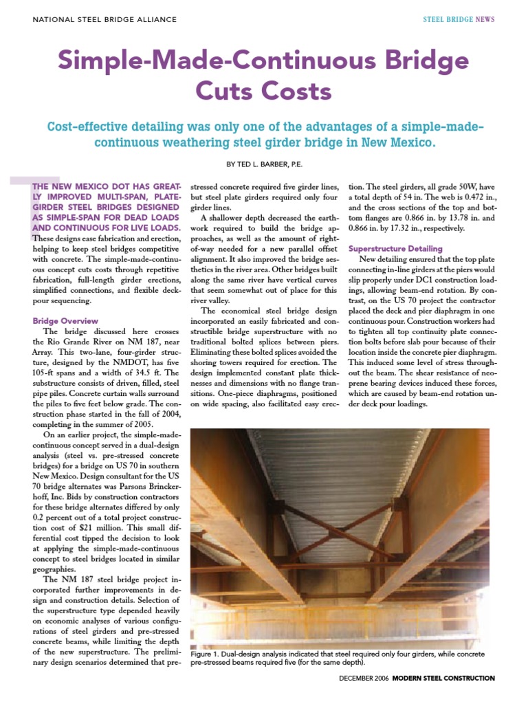 Simple-Made-Continuous Bridge Cuts Costs | PDF | Beam (Structure ...