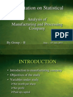 Analysis of Manufacturing and Processing Company