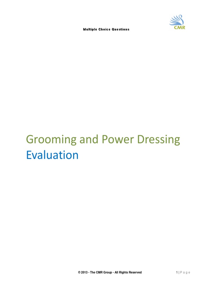 Grooming and Power Dressing Questions and Answer Keys PDF