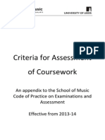 Music Undergraduate Assessment Criteria 2013-14