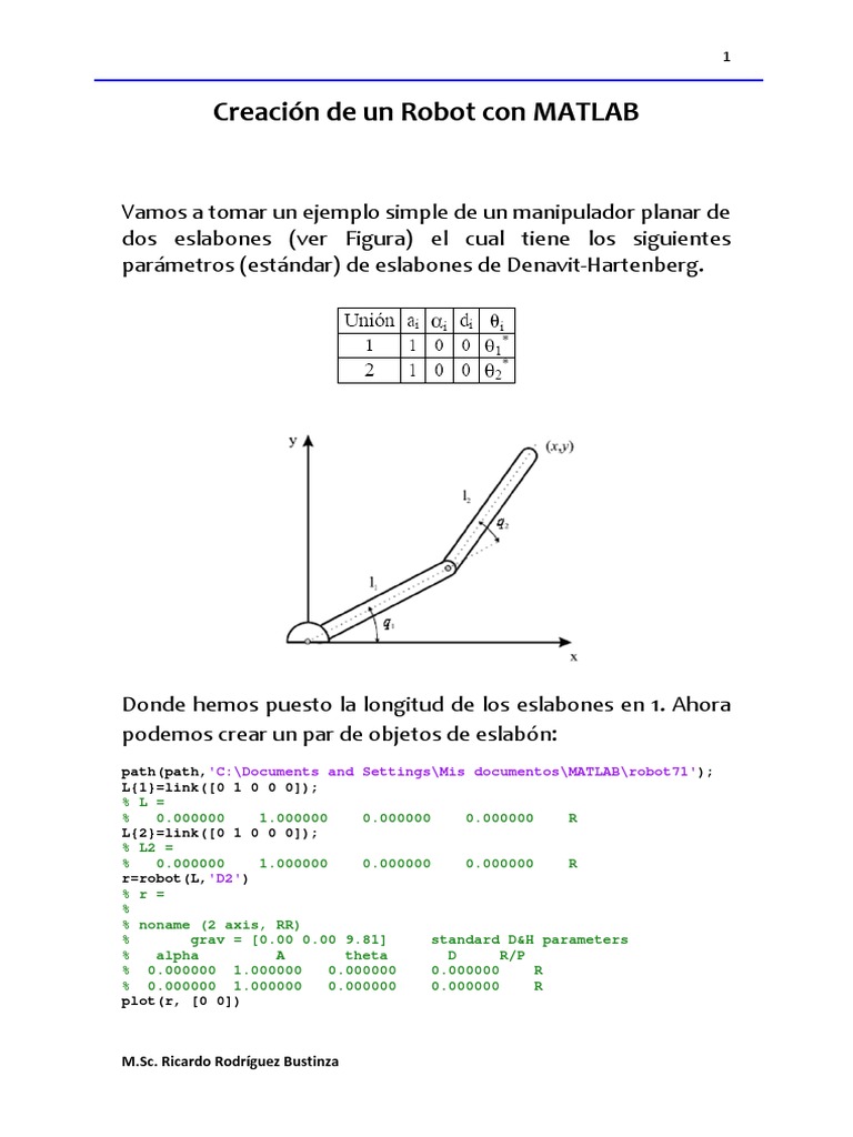 Crea Robot Con MATLAB | PDF