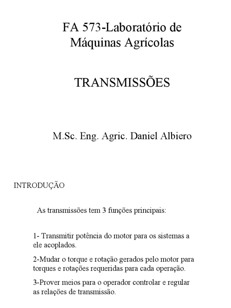 Aula 3 Transmissoes 2 | PDF | Transmissão (Mecânica) | Cinemática