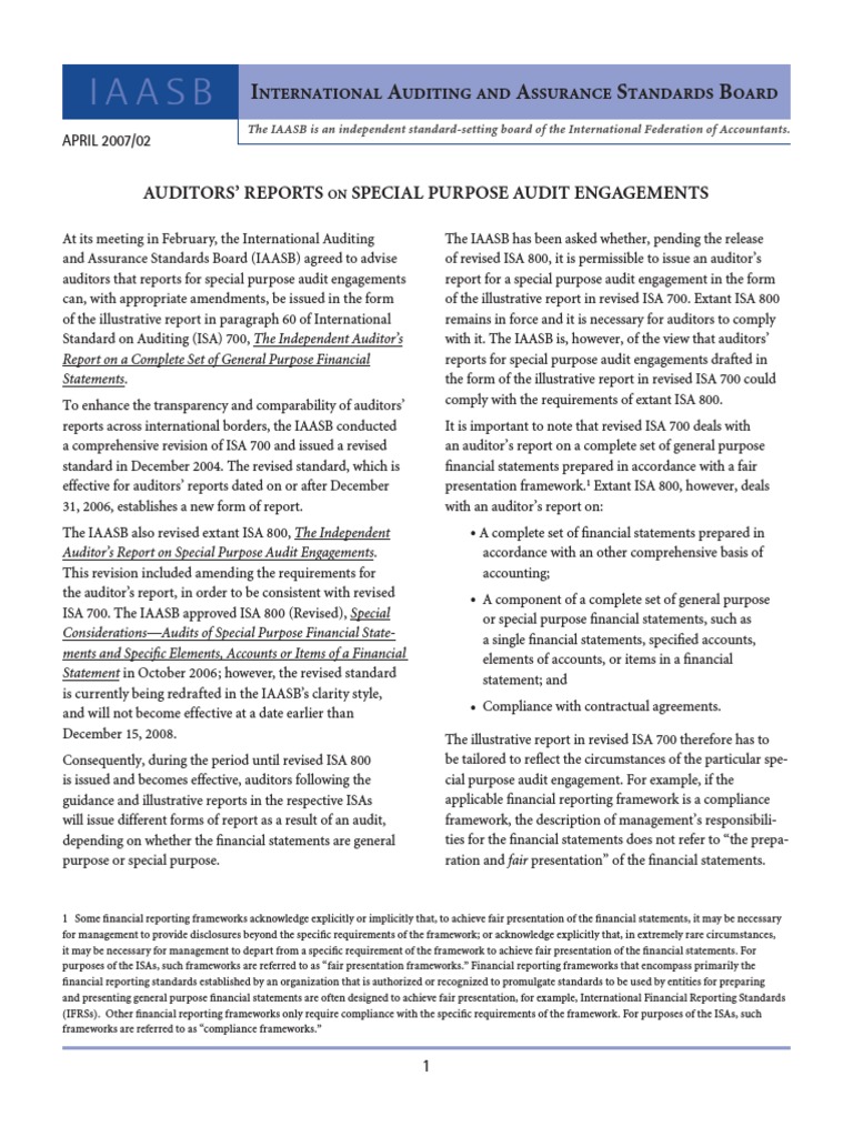 IFAC Paper Special Purpose Reports PDF Financial Audit Auditor's