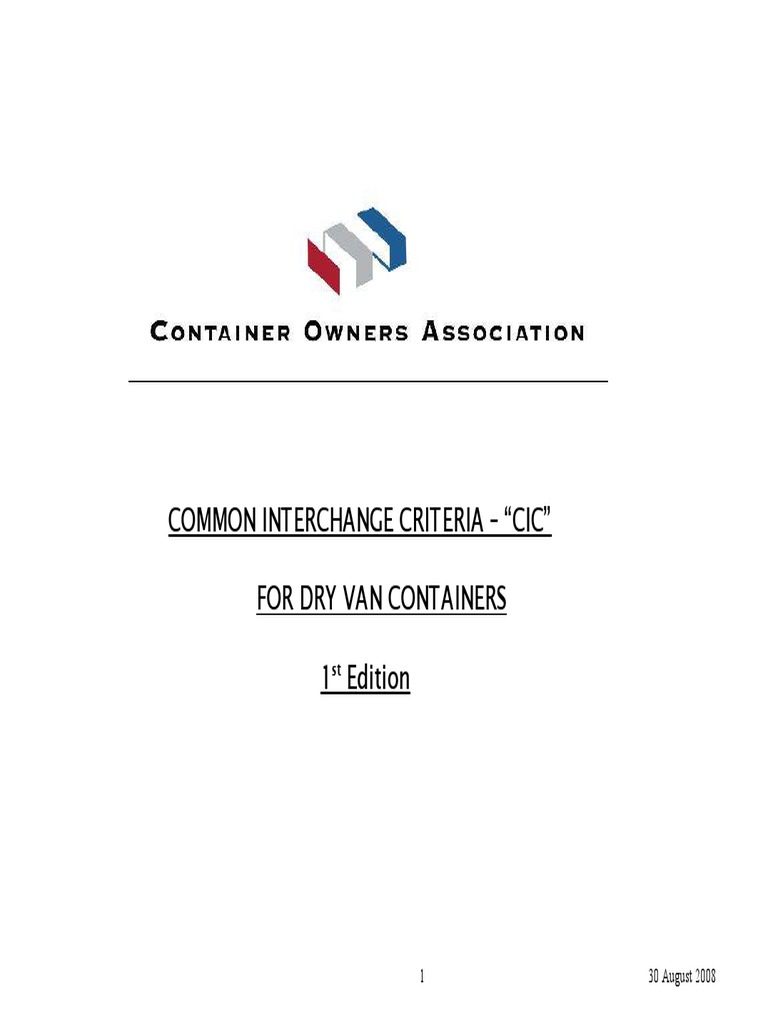 Common Interchange Criteria of Containers PDF Engineering Tolerance
