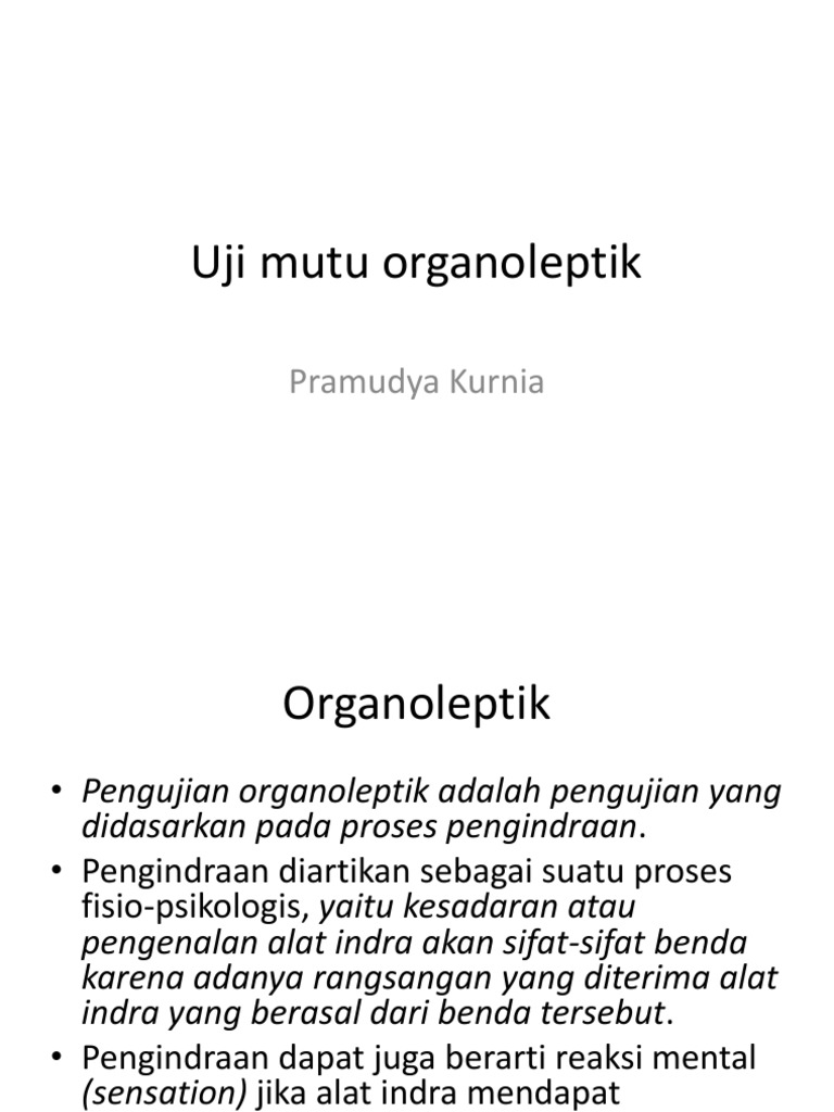 Panduan Uji Mutu Organoleptik | PDF