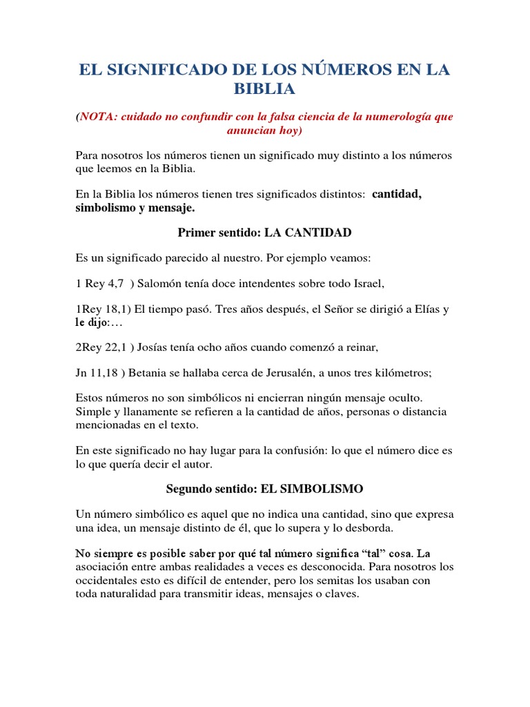 El Significado de Los Números en La Biblia | PDF | Espíritu | Libro de