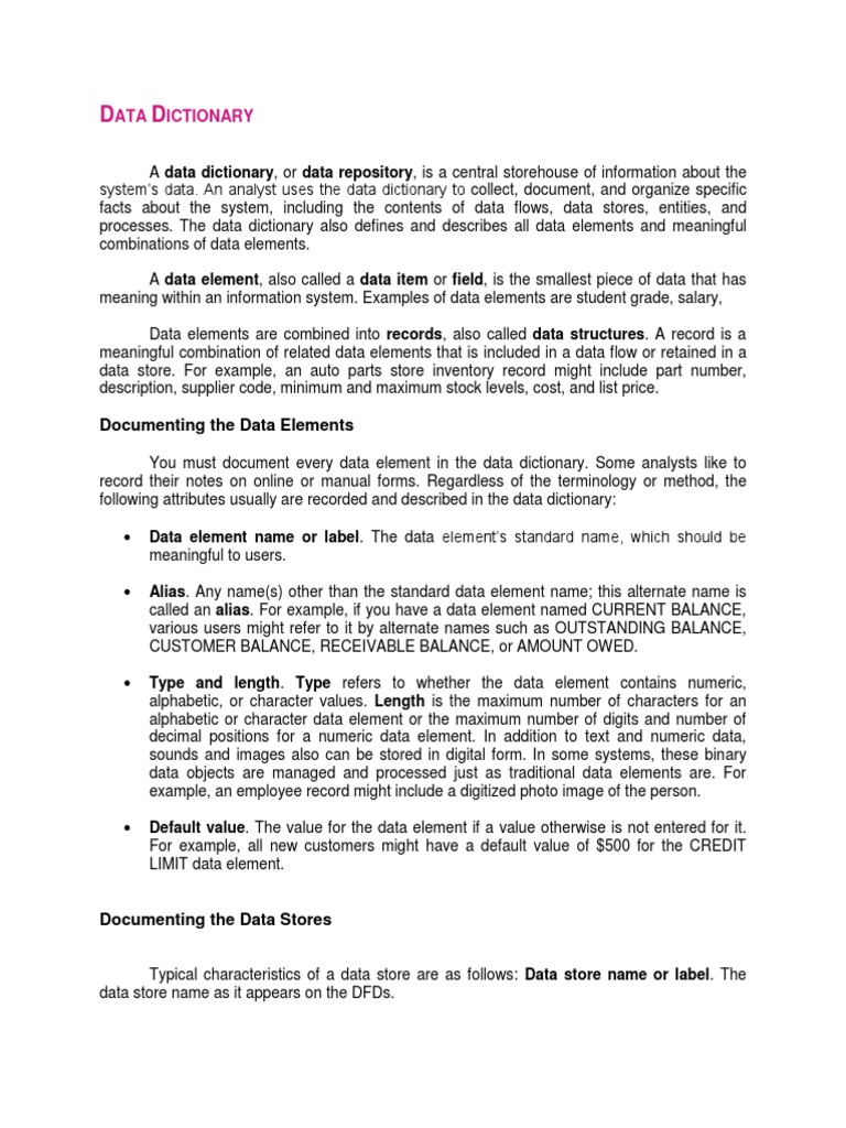 Data Dictionary | PDF | Iteration | Data