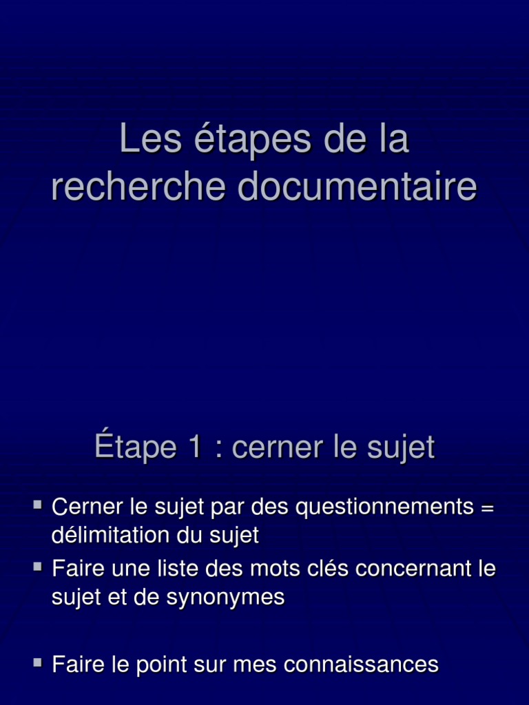 Les Etapes de La Recherche Documentaire  Moteur de recherche  Document