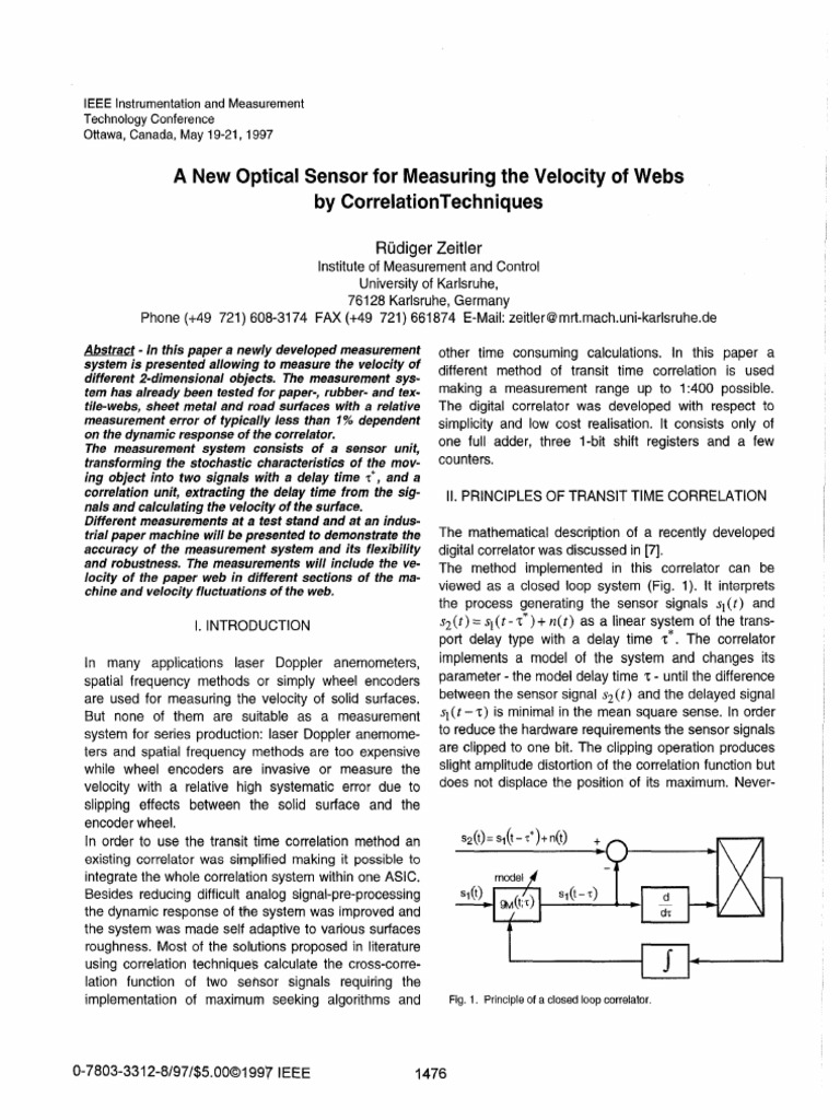 Mew Optical Sensor For Measuring The Velocity of Webs by ...