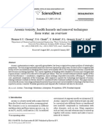 Arsenic Toxicity, Health Hazards and Removal Techniques