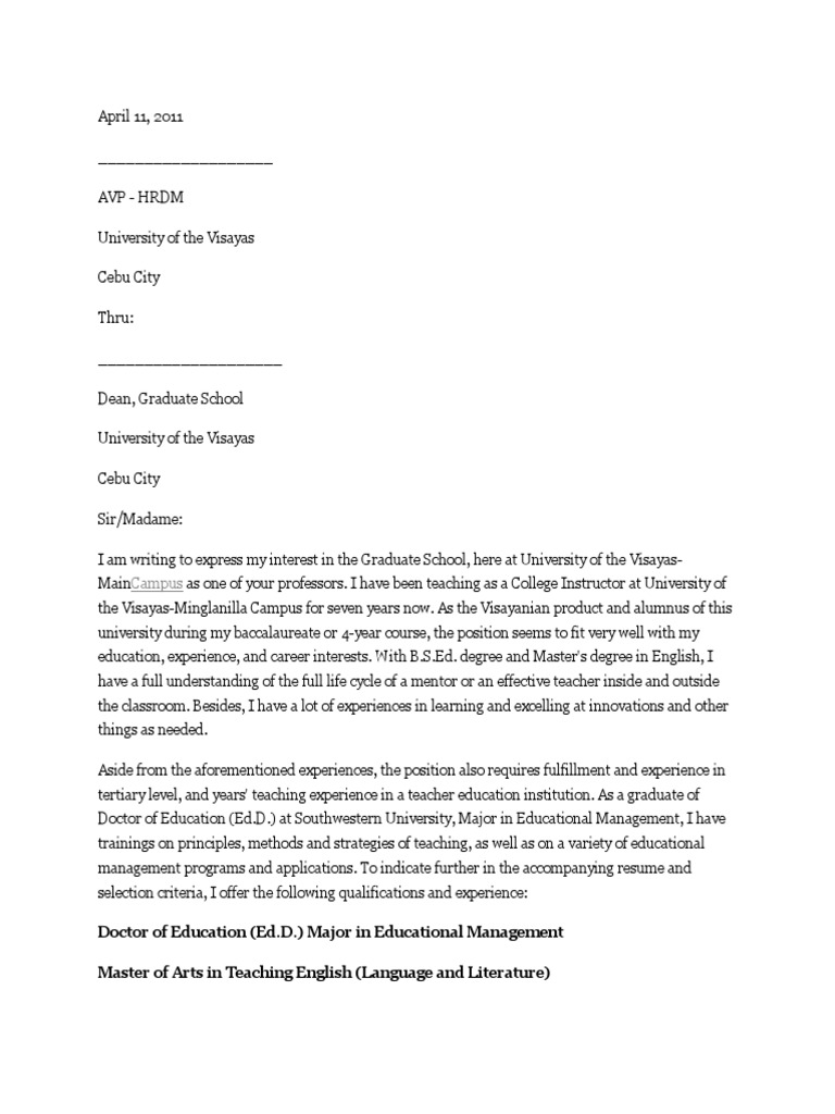 Application for Graduate School Professor Position | PDF | Academic ...