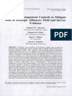 The Use of Management Controls To Mitigate Risk in Strategic Alliances: Field and Survey Evidence
