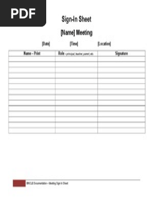 Meeting Sign-In Sheet