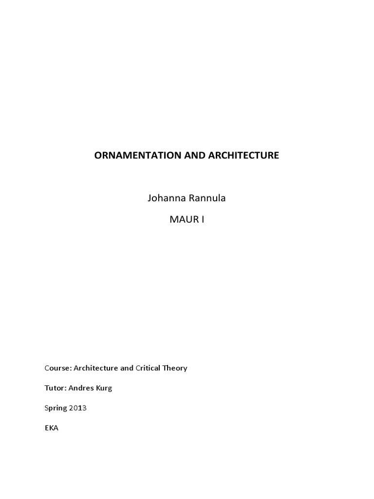 Ornamentation and Architecture PDF Ornament (Art) Postmodernism