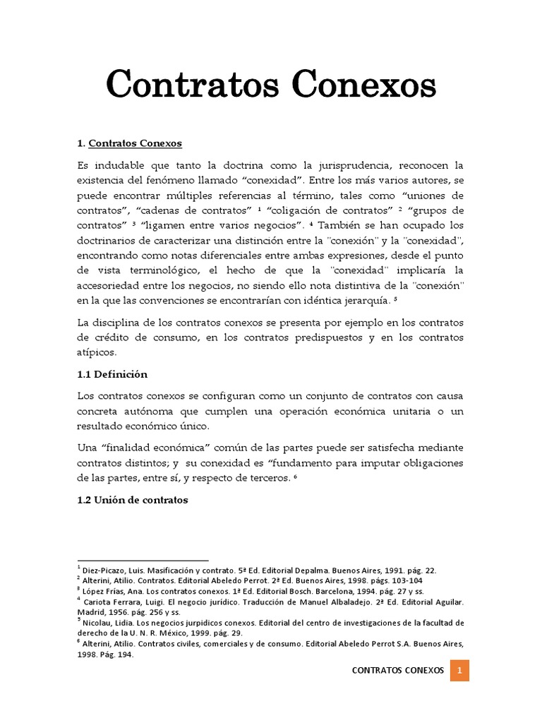 Contratos Mixtos y Conexos Virtud Derecho
