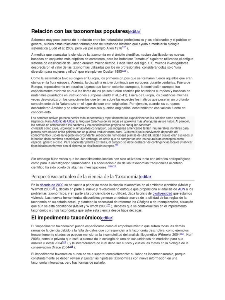 Taxonomia Popular PDF Taxonomía (biología) Clasificación biológica