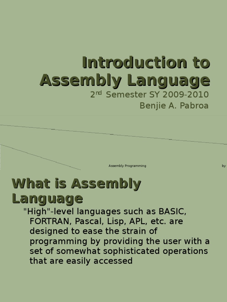 Introduction to Assembly Language | PDF | Central Processing Unit ...