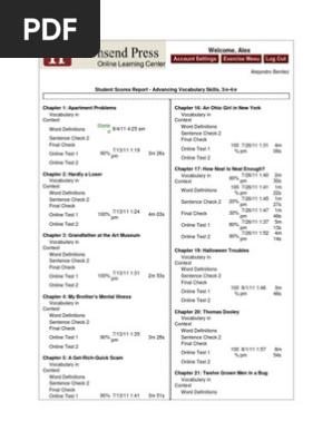 Advancing Vocabulary Words Test Scores | PDF | Lexicology