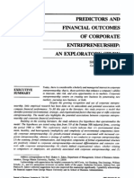 1991 Predictors and Financial Outcomes of Corporate Entrepreneurship An Exploratory Study