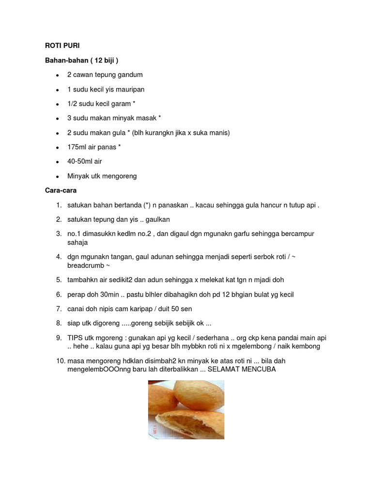 Resepi Roti Puri Pdf