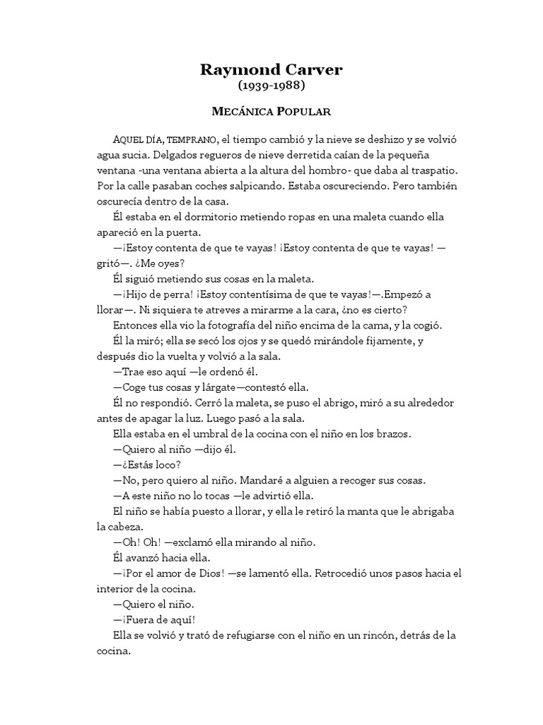 Raymond Carver. Mecanica Popular PDF