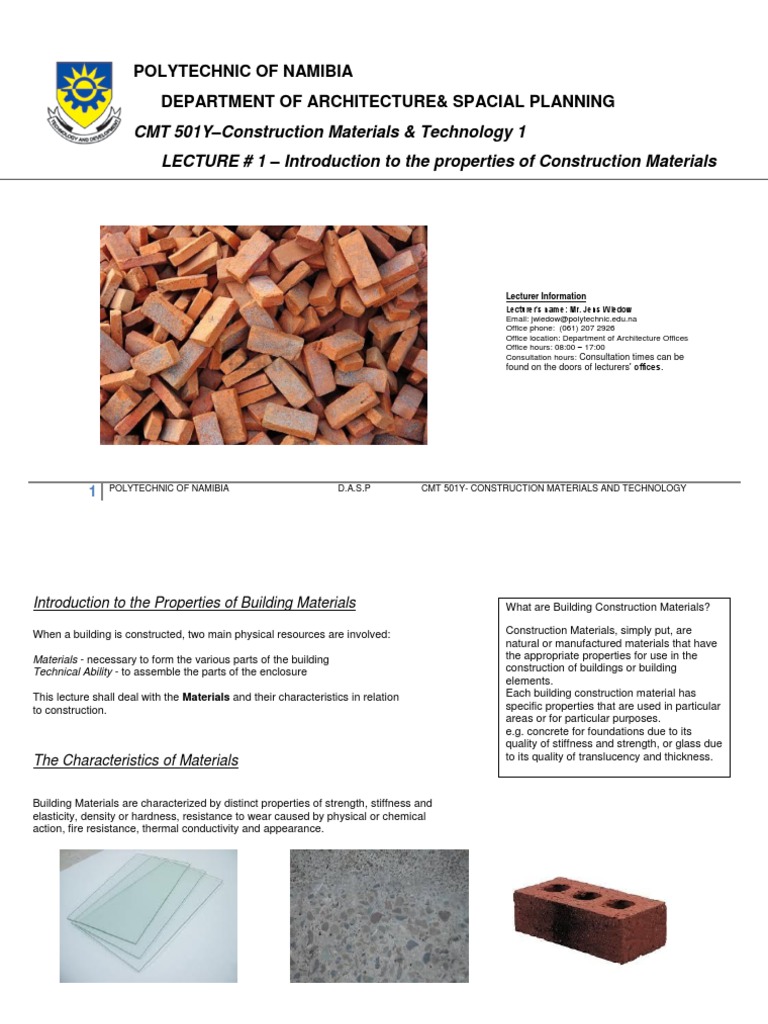 LECTURE 01 - Introduction To The Properties of Building Materials | PDF ...