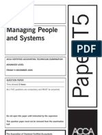 Managing People and Systems: Time Allowed 2 Hours ALL FIVE Questions Are Compulsory and MUST Be Answered