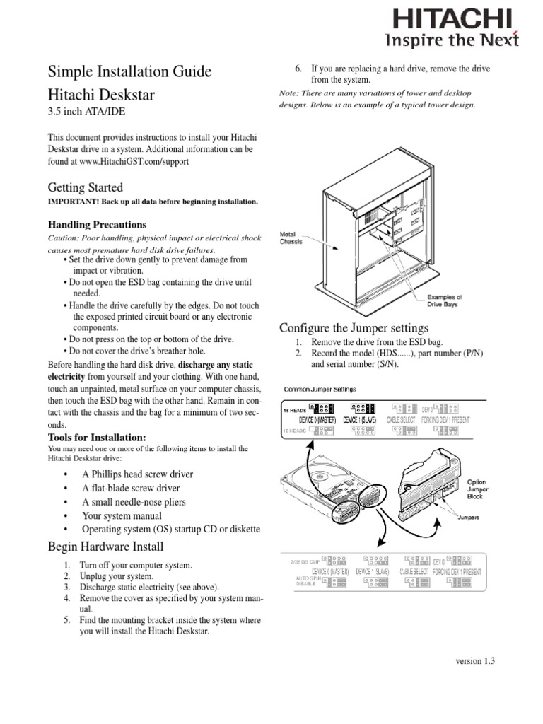 Simple Installation Guide Hitachi Deskstar: Getting Started | PDF ...