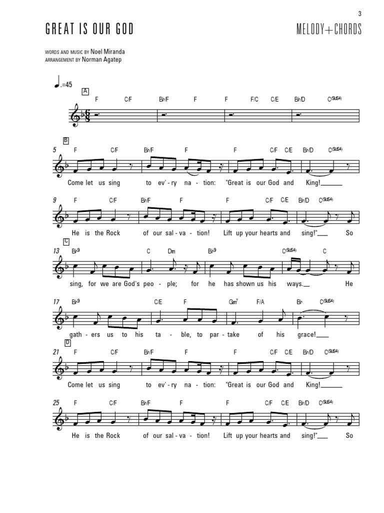Great Is Our God Sheet Music Lead 1346516305