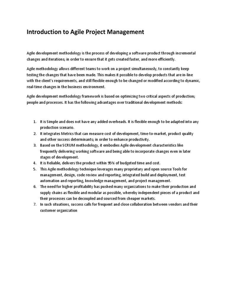 Agile Project Management Pdf Agile Software Development Software