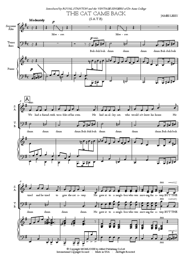 The Cat Came Back (JAMES LEISY) Elements Of Music Pitch (Music)