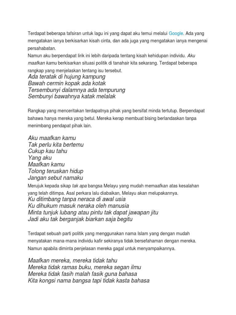 Malique Aku Maafkan Kamu Pdf