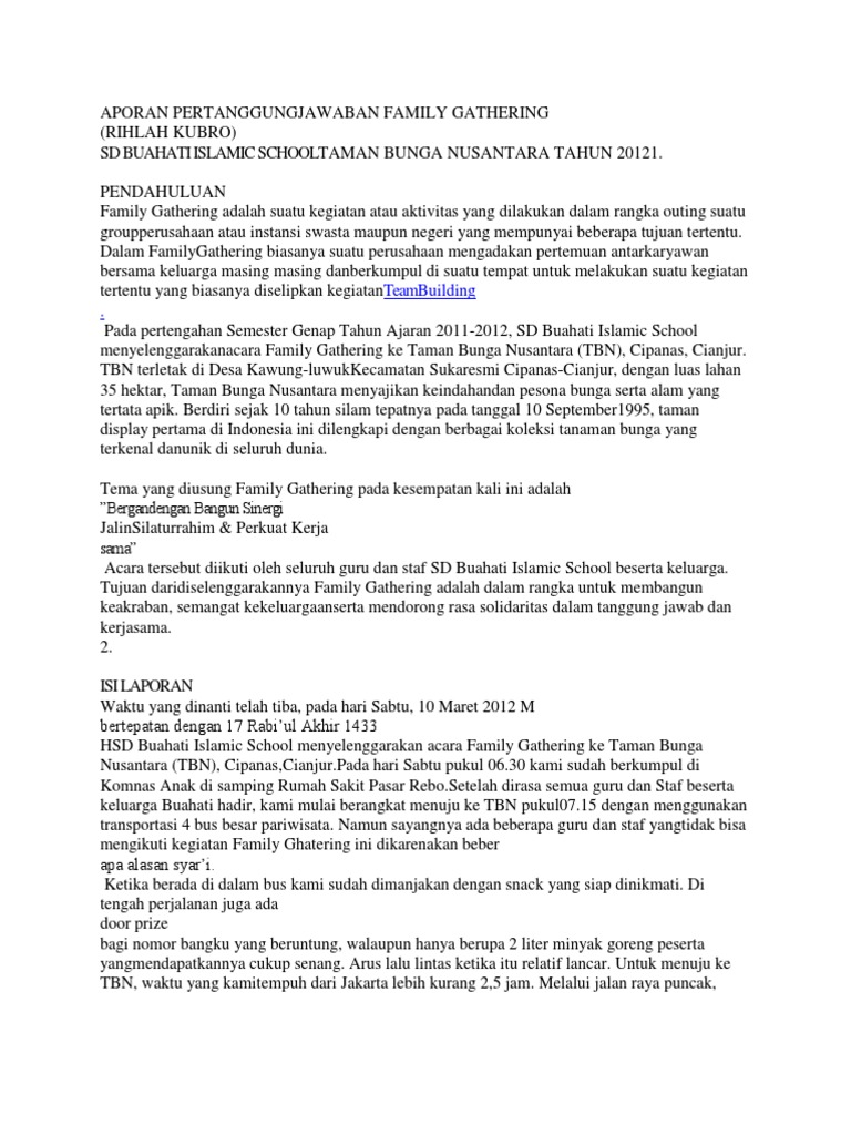 Laporan Pertanggungjawaban Family Gathering
