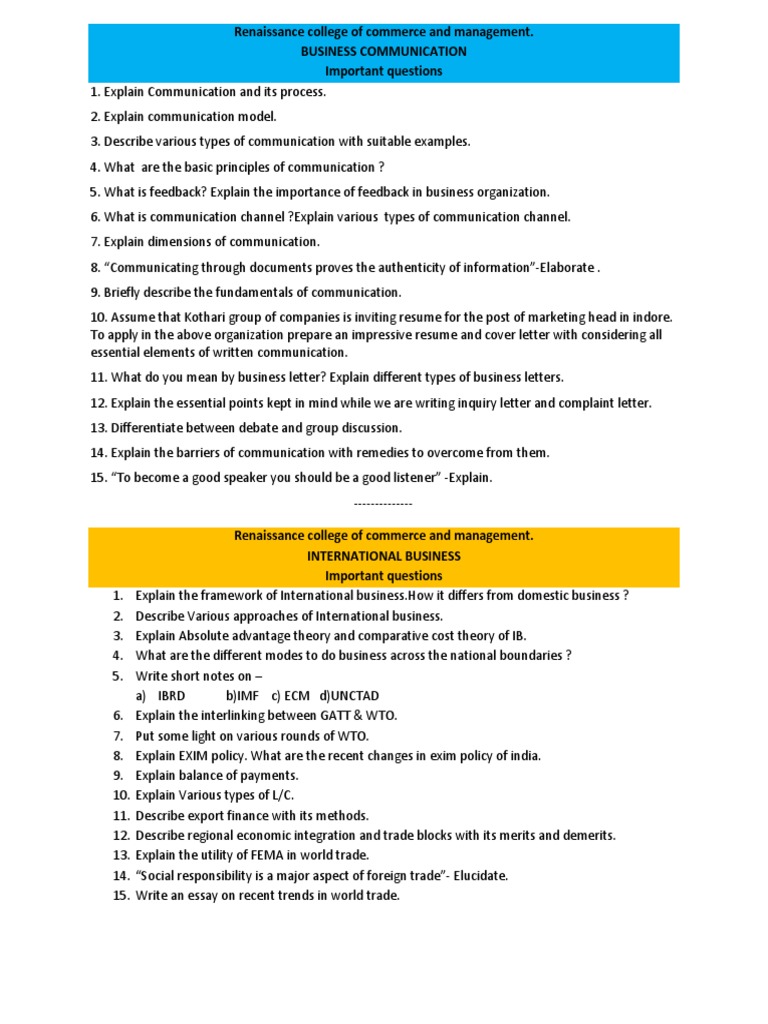 Renaissance College of Commerce and Management. Business Communication ...