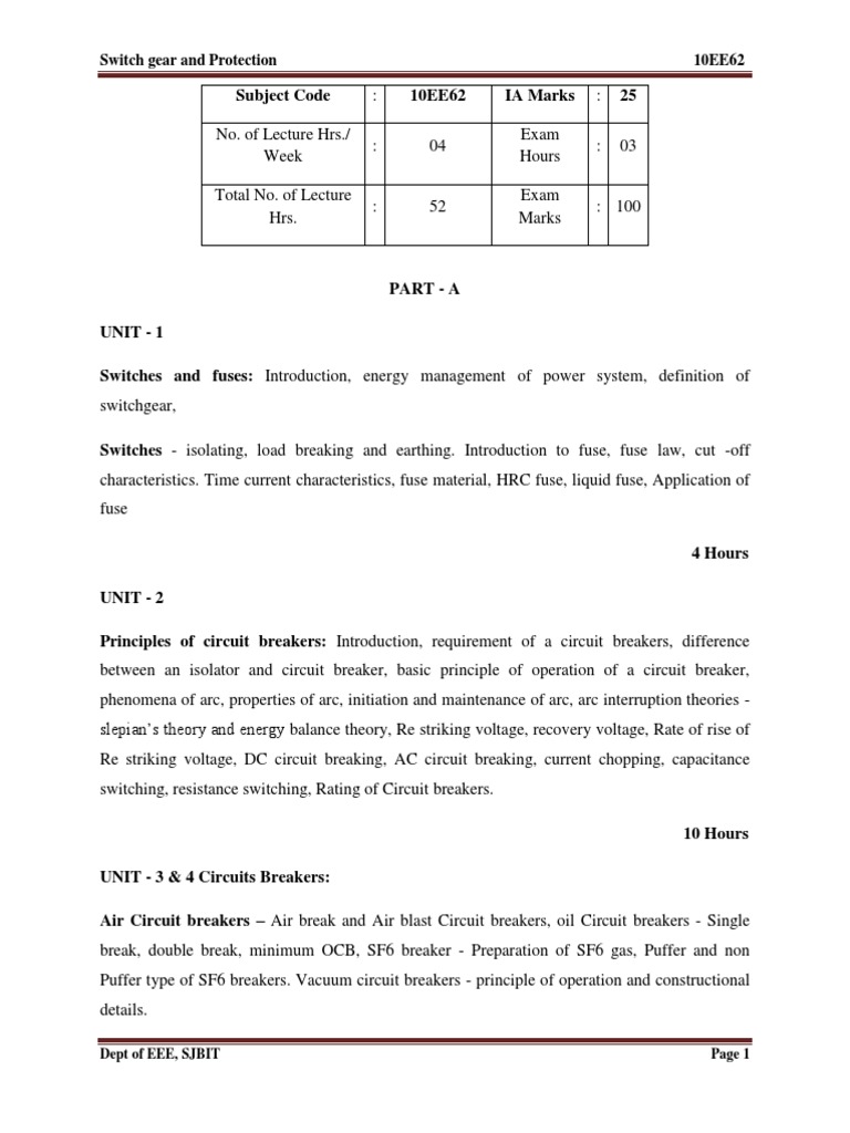 Electrical Switchgear Essentials | PDF | Fuse (Electrical) | Electric Arc
